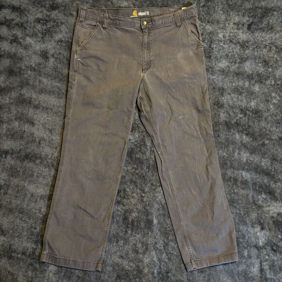 Carhartt Pants Work Men’s Relaxed Fit 42x32 Gray Utility Chino Durable - Picture 1 of 10